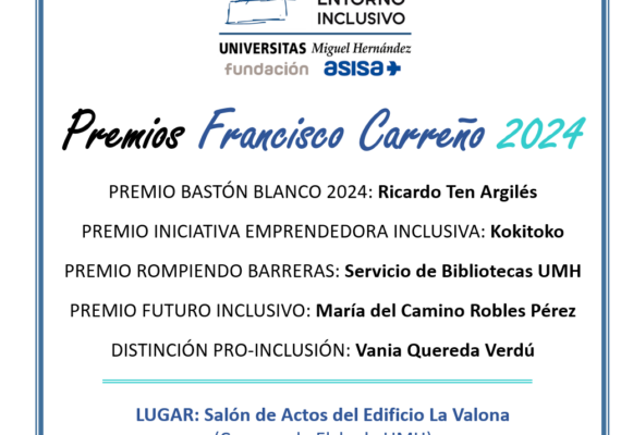 Entrega de los Premios 2024 de la Cátedra de Accesibilidad y Entorno Inclusivo ‘Francisco Carreño’