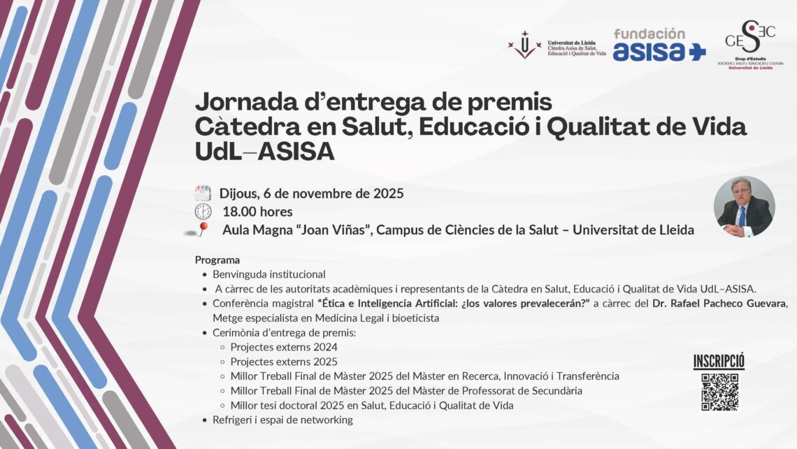 LA UNIVERSIDAD DE LÉRIDA Y FUNDACIÓN ASISA ENTREGAN LOS PREMIOS DE LA CÁTEDRA DE SALUD, EDUCACIÓN Y CALIDAD DE VIDA