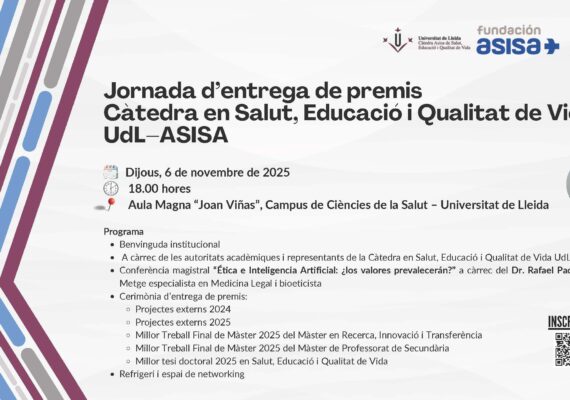 LA UNIVERSIDAD DE LÉRIDA Y FUNDACIÓN ASISA ENTREGAN LOS PREMIOS DE LA CÁTEDRA DE SALUD, EDUCACIÓN Y CALIDAD DE VIDA