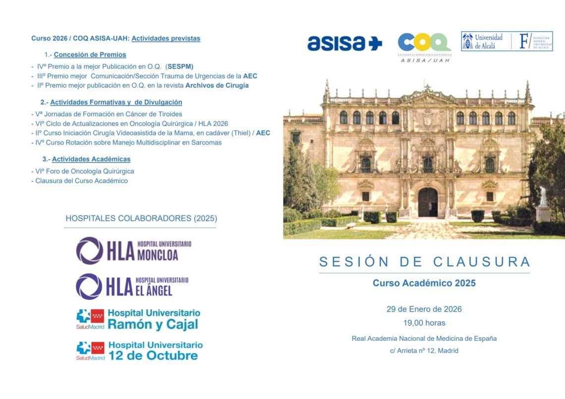 Sesión de clausura del curso académico 2025 de la Cátedra de Oncología Quirúrgica