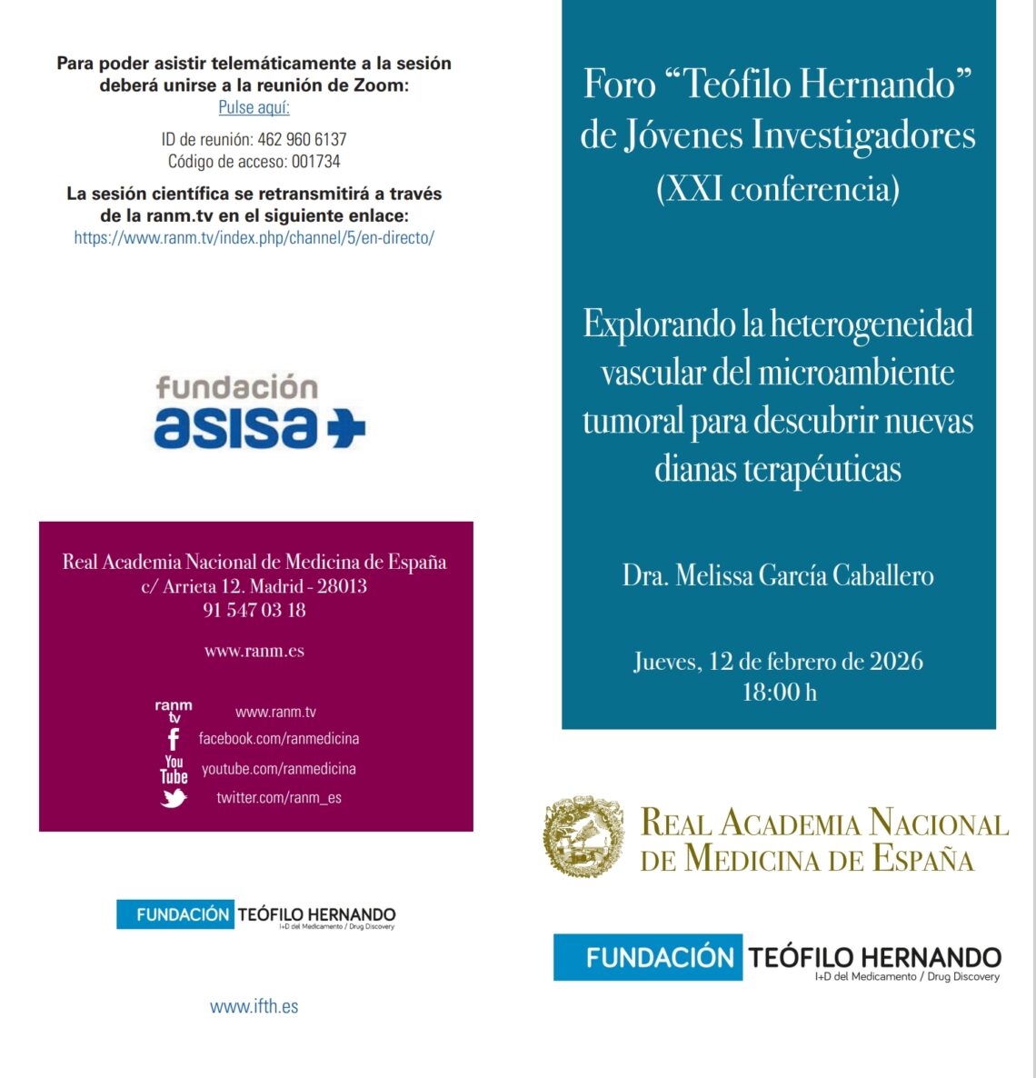 La Fundación ASISA patrocina la XXI conferencia del Foro “Teófilo Hernando” de Jóvenes Investigadores