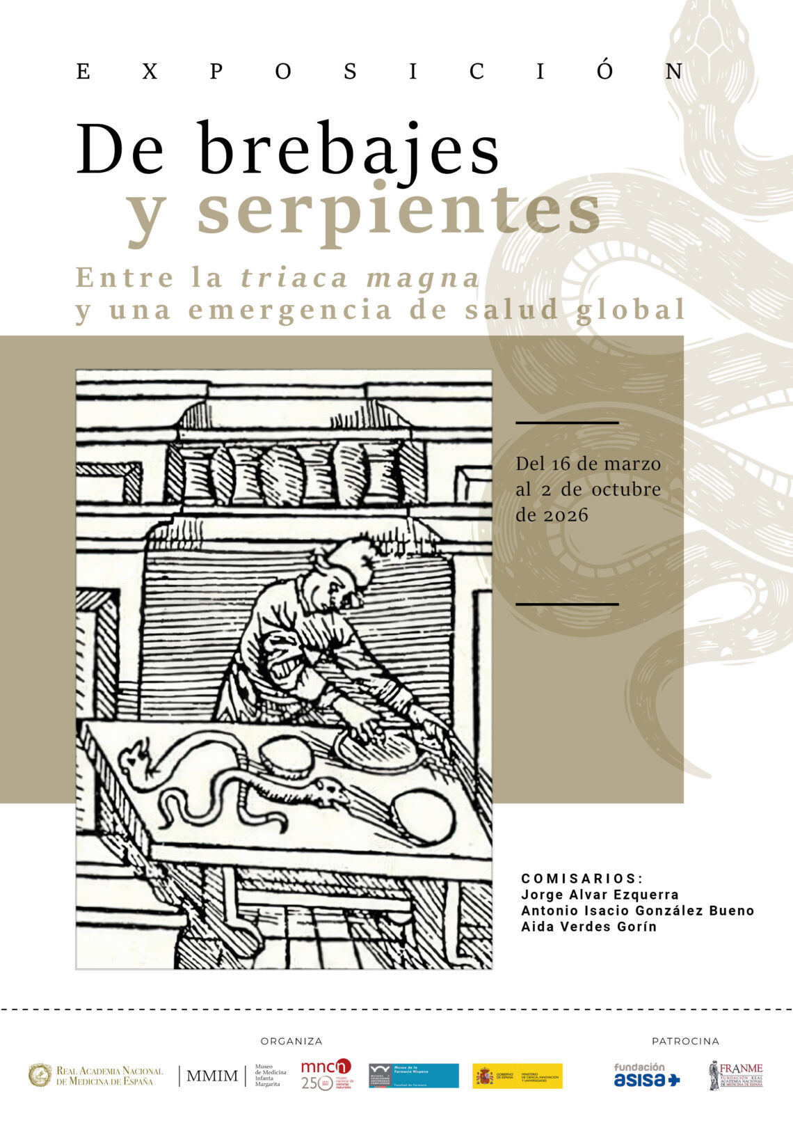 LA FUNDACIÓN ASISA PATROCINA LA EXPOSICIÓN “DE BREBAJES Y SERPIENTES: ENTRE LA TRIACA MAGNAY UNA EMERGENCIA DE SALUD GLOBAL”
